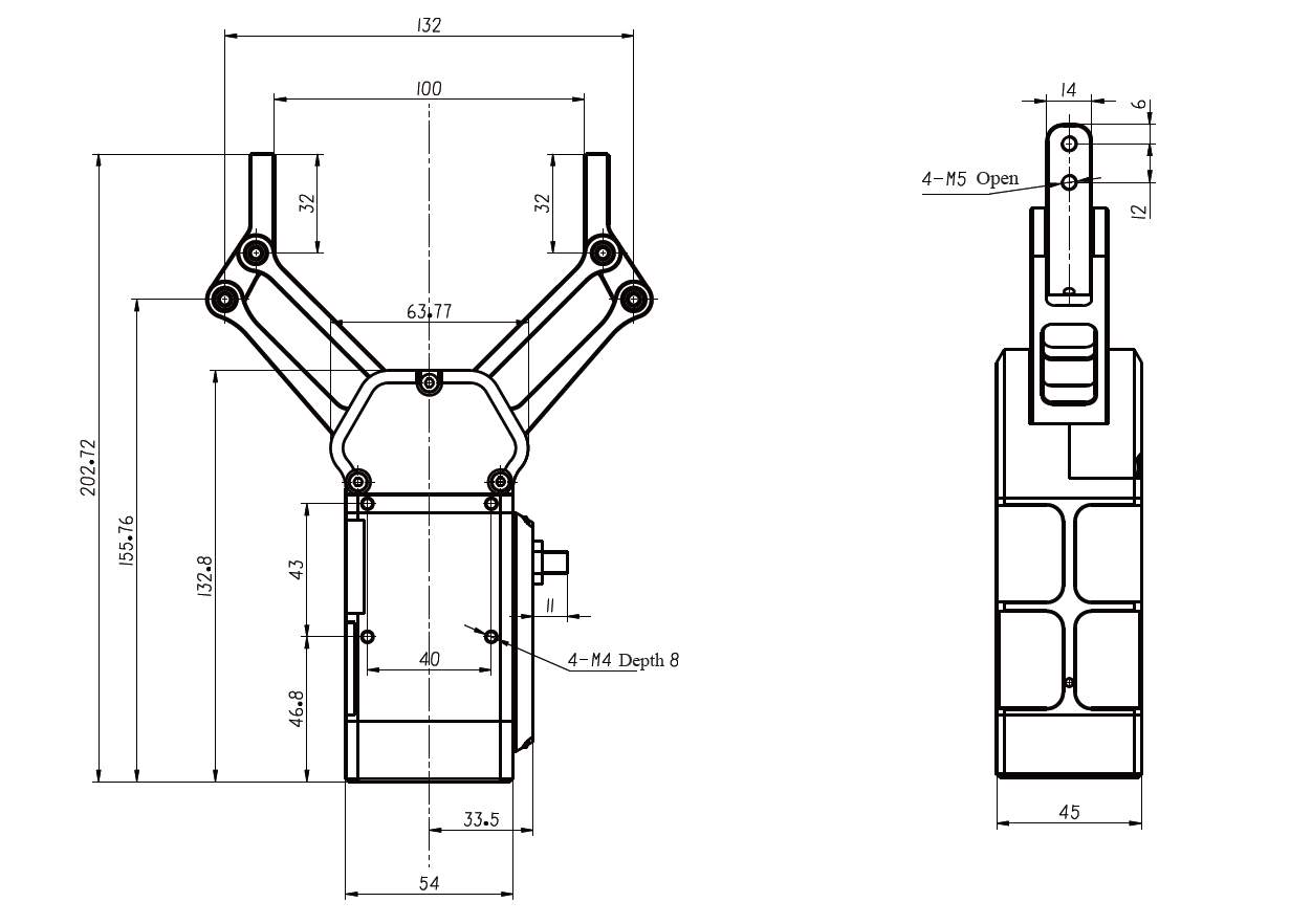 1 pinza robótica industrial Z-EFG-100