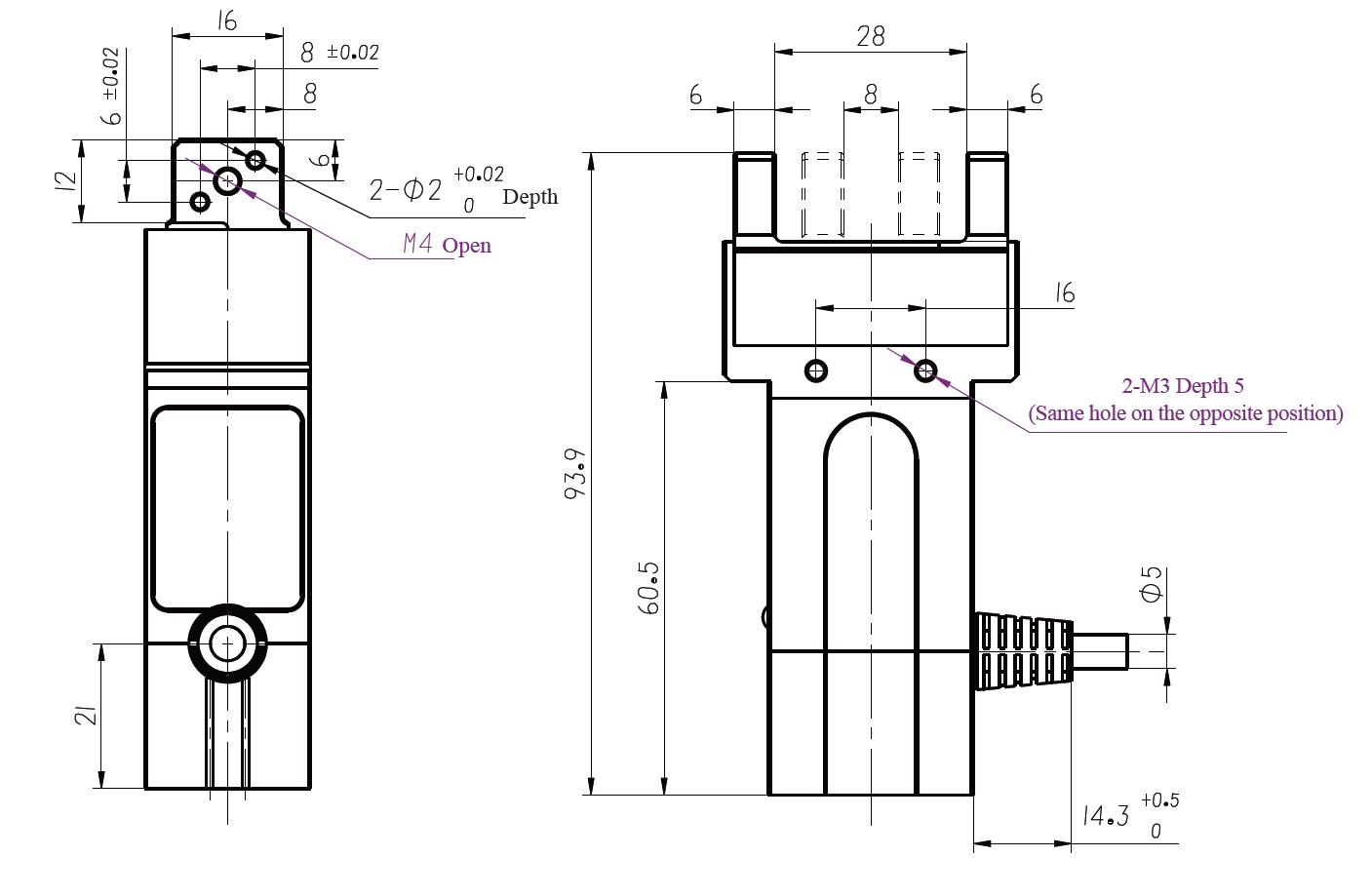 1 Z-EFG-20S Ynstallaasje Diagram Industrial Robot Gripper