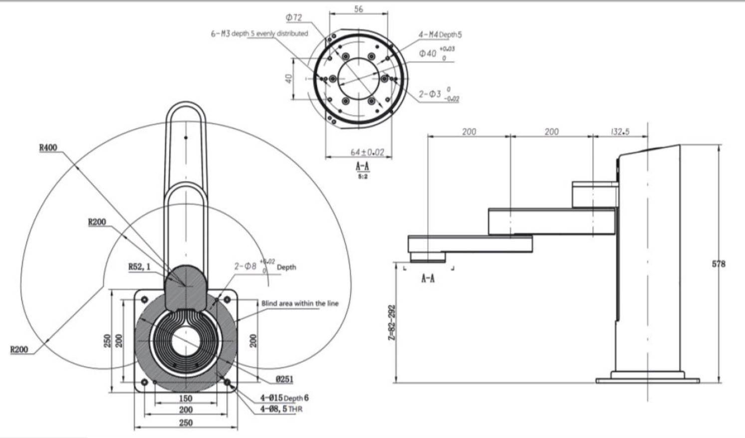 Kewayon Motsi da Girman Robot Haɗin gwiwar 2140