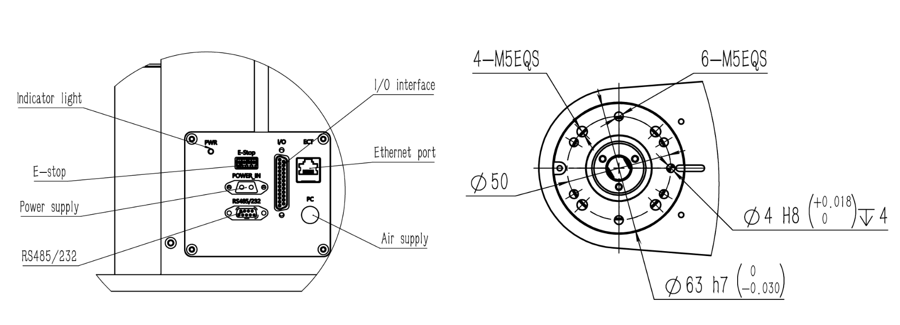 Z-scara robot installation size
